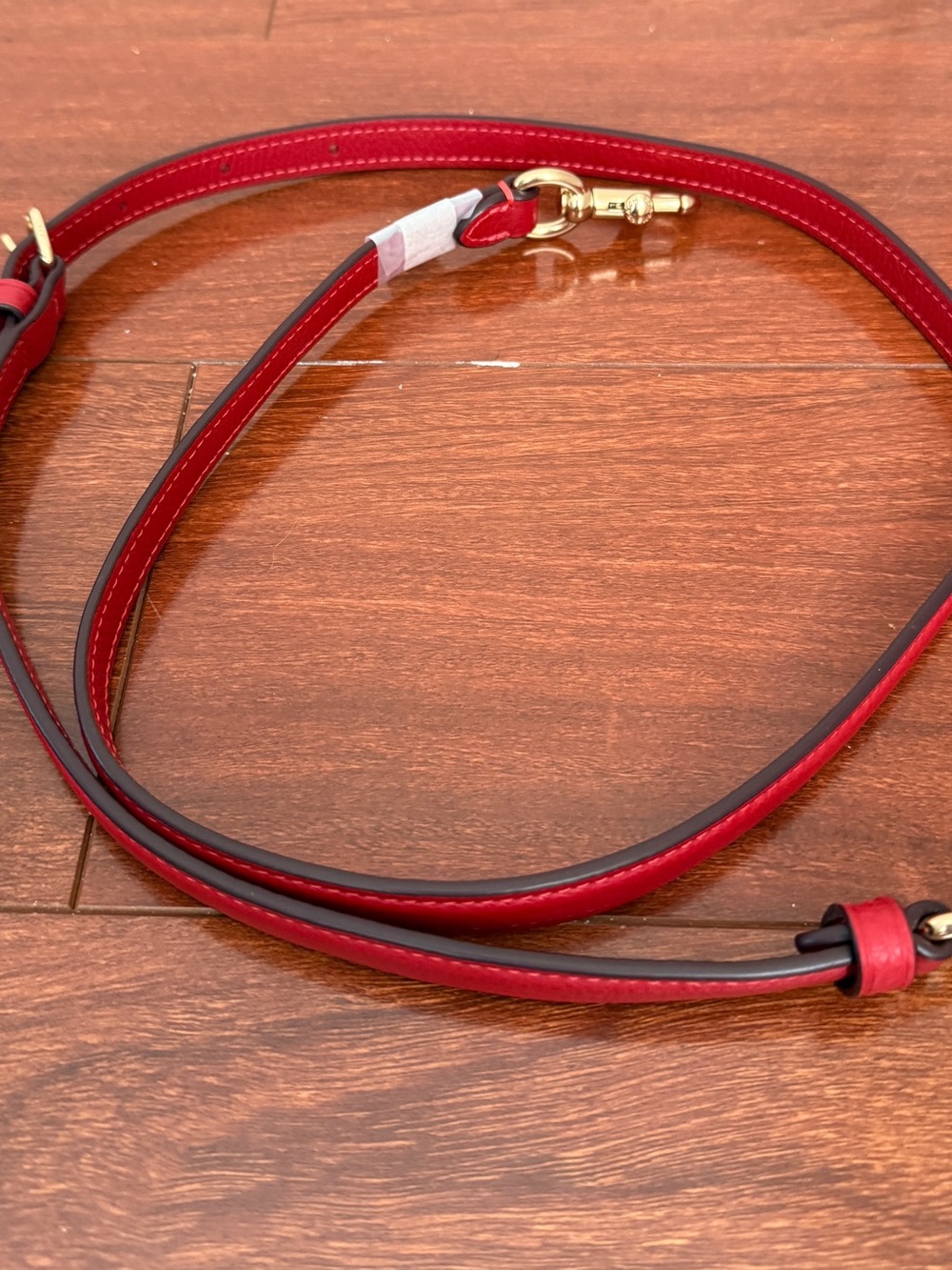 Coach Red Leather Adjustable Bag Strap with Gold-Tone Hardware